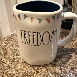 Rae Dunn Freedom White and Blue Mug